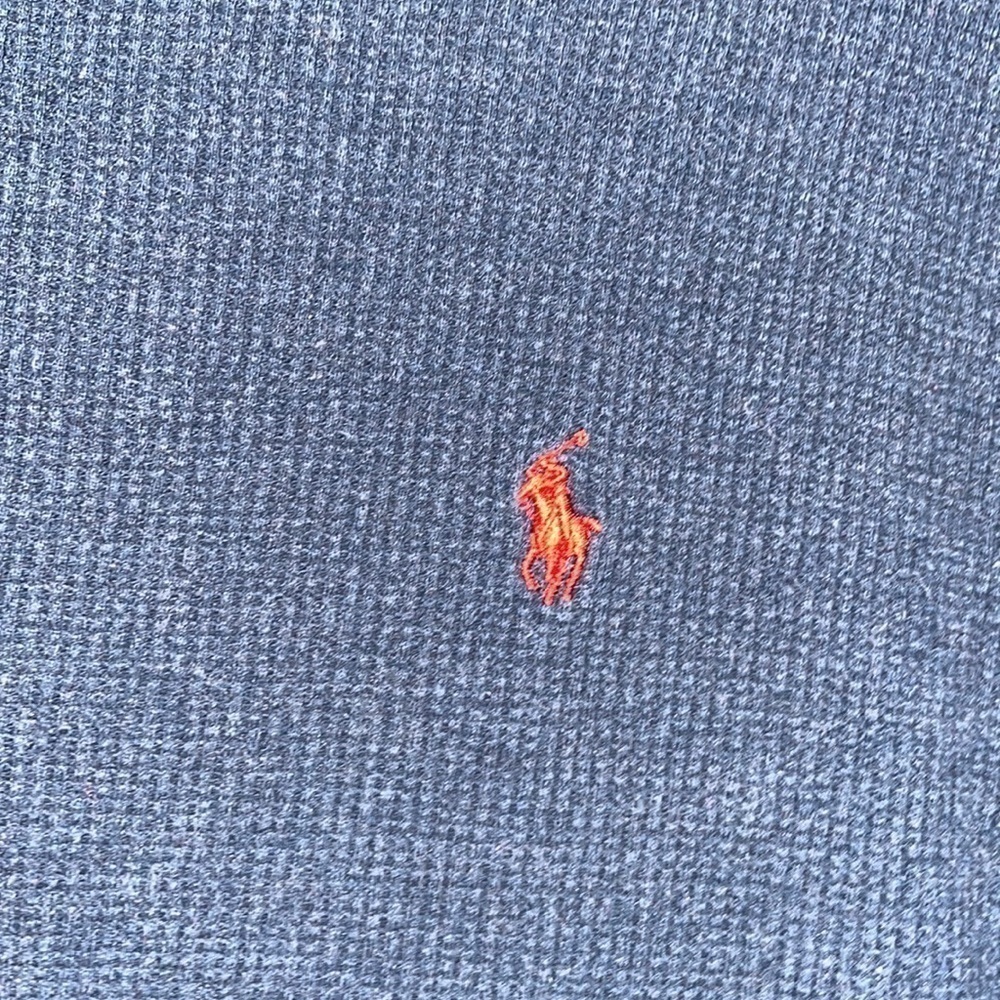 Polo Ralph Lauren-waffle knit night shirt. Navy blue with red detail. Size small - Picture 3 of 5